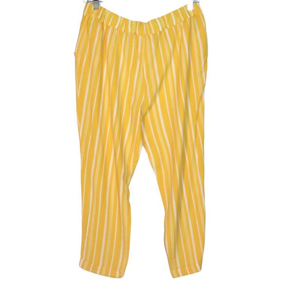 KOTON Yellow Striped Tapered Trouser Pants XLarge - Picture 3 of 3